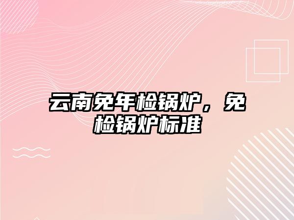 云南免年檢鍋爐，免檢鍋爐標準