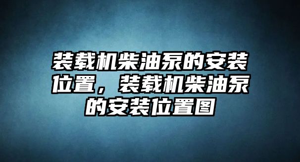 裝載機(jī)柴油泵的安裝位置，裝載機(jī)柴油泵的安裝位置圖