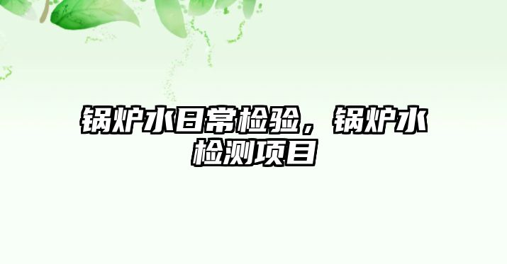 鍋爐水日常檢驗(yàn)，鍋爐水檢測(cè)項(xiàng)目