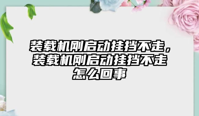 裝載機剛啟動掛擋不走，裝載機剛啟動掛擋不走怎么回事