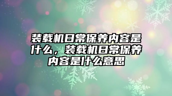 裝載機(jī)日常保養(yǎng)內(nèi)容是什么，裝載機(jī)日常保養(yǎng)內(nèi)容是什么意思