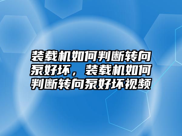 裝載機(jī)如何判斷轉(zhuǎn)向泵好壞，裝載機(jī)如何判斷轉(zhuǎn)向泵好壞視頻