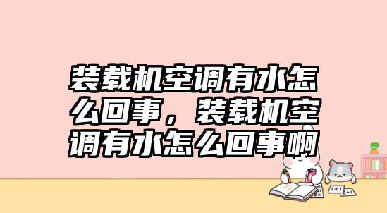 裝載機(jī)空調(diào)有水怎么回事，裝載機(jī)空調(diào)有水怎么回事啊