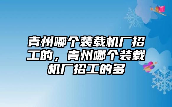 青州哪個裝載機廠招工的，青州哪個裝載機廠招工的多