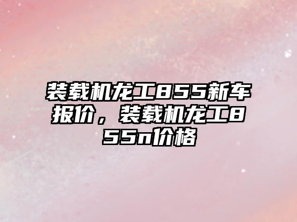 裝載機龍工855新車報價，裝載機龍工855n價格