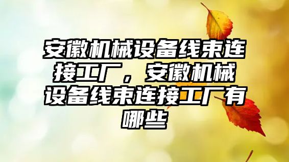 安徽機械設(shè)備線束連接工廠，安徽機械設(shè)備線束連接工廠有哪些