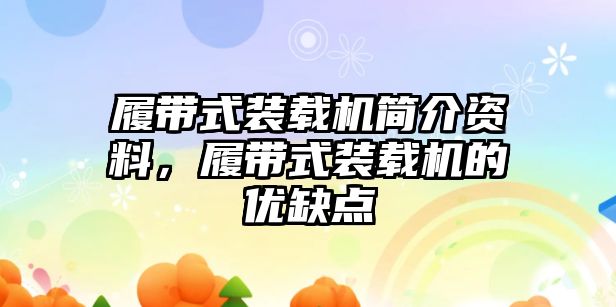 履帶式裝載機(jī)簡(jiǎn)介資料，履帶式裝載機(jī)的優(yōu)缺點(diǎn)