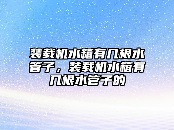 裝載機水箱有幾根水管子，裝載機水箱有幾根水管子的