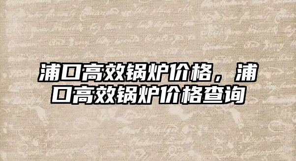 浦口高效鍋爐價格，浦口高效鍋爐價格查詢