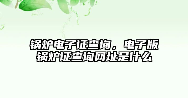 鍋爐電子證查詢，電子版鍋爐證查詢網(wǎng)址是什么