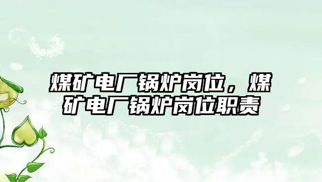 煤礦電廠鍋爐崗位，煤礦電廠鍋爐崗位職責(zé)