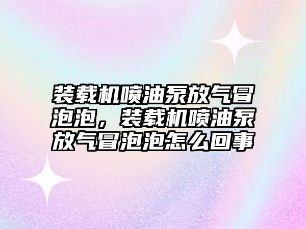 裝載機(jī)噴油泵放氣冒泡泡，裝載機(jī)噴油泵放氣冒泡泡怎么回事